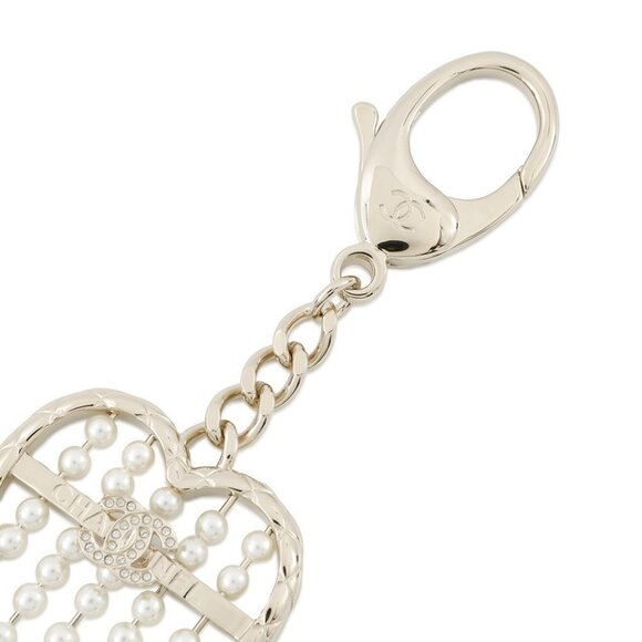 CHANEL Heart Bag Charm PG/Faux Pearl ABG045 - Picture 9 of 10